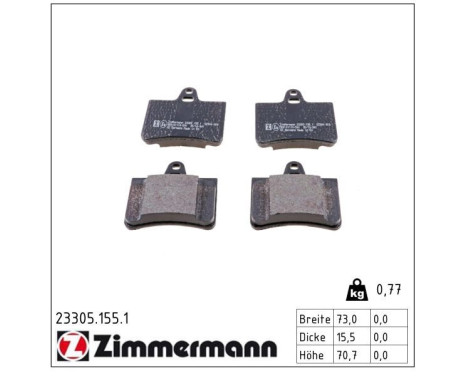 Bromsbeläggssats, skivbroms 23305.155.1 Zimmermann, bild 2
