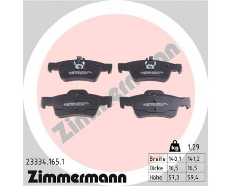 Bromsbeläggssats, skivbroms 23334.165.1 Zimmermann