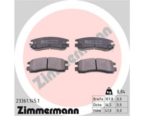 Bromsbeläggssats, skivbroms 23361.145.1 Zimmermann