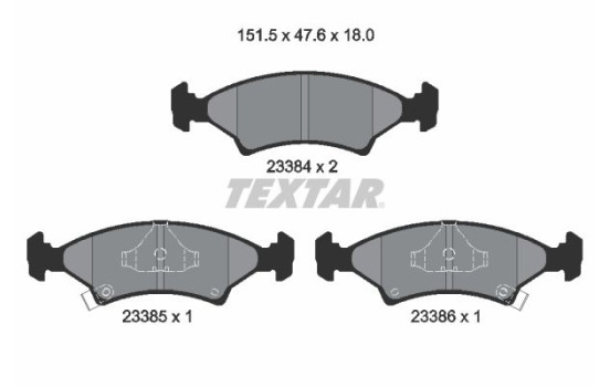 Bromsbeläggssats, skivbroms 2338401 Textar