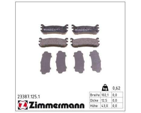 Bromsbeläggssats, skivbroms 23387.125.1 Zimmermann, bild 2