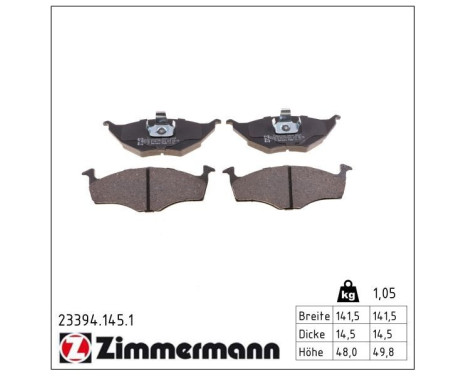 Bromsbeläggssats, skivbroms 23394.145.1 Zimmermann, bild 2