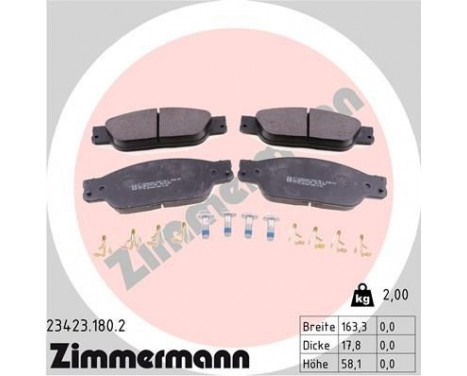 Bromsbeläggssats, skivbroms 23423.180.2 Zimmermann, bild 2