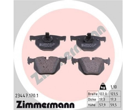 Bromsbeläggssats, skivbroms 23447.170.1 Zimmermann