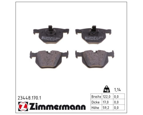 Bromsbeläggssats, skivbroms 23448.170.1 Zimmermann, bild 2