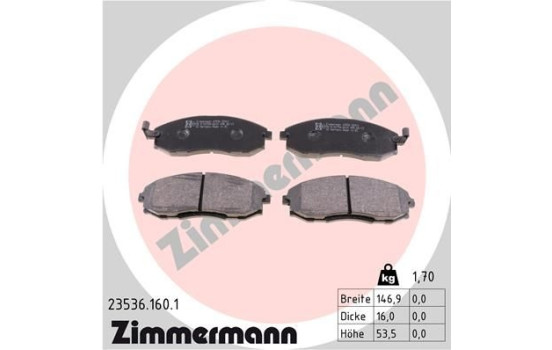 Bromsbeläggssats, skivbroms 23536.160.1 Zimmermann