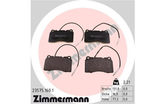 Bromsbeläggssats, skivbroms 23575.160.1 Zimmermann