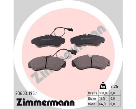Bromsbeläggssats, skivbroms 23603.195.1 Zimmermann