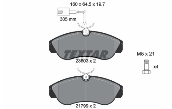 Bromsbeläggssats, skivbroms 2360301 Textar