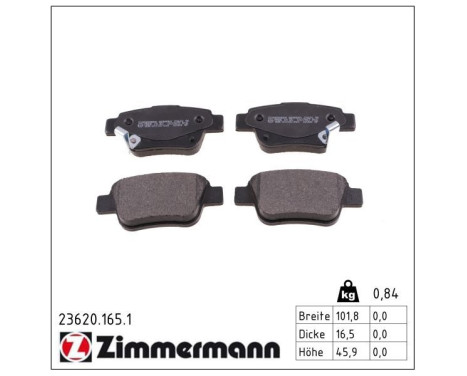 Bromsbeläggssats, skivbroms 23620.165.1 Zimmermann, bild 2