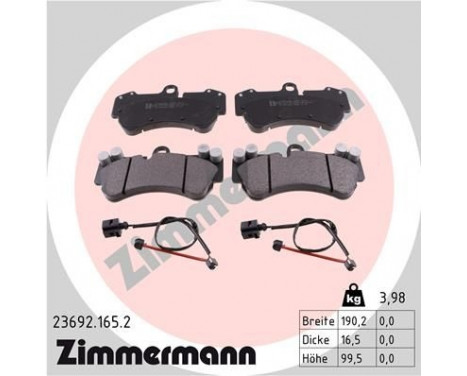 Bromsbeläggssats, skivbroms 23692.165.2 Zimmermann