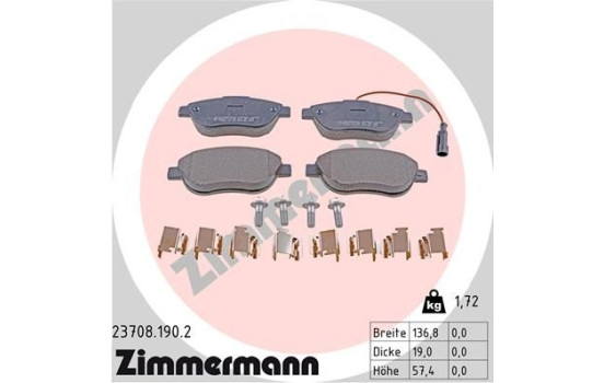 Bromsbeläggssats, skivbroms 23708.190.2 Zimmermann, bild 2