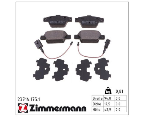Bromsbeläggssats, skivbroms 23714.175.1 Zimmermann, bild 2