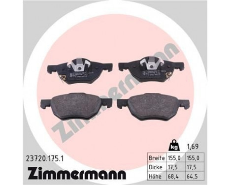 Bromsbeläggssats, skivbroms 23720.175.1 Zimmermann