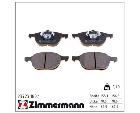Bromsbeläggssats, skivbroms 23723.180.1 Zimmermann, bild 2