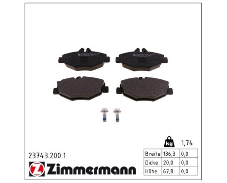 Bromsbeläggssats, skivbroms 23743.200.1 Zimmermann, bild 2