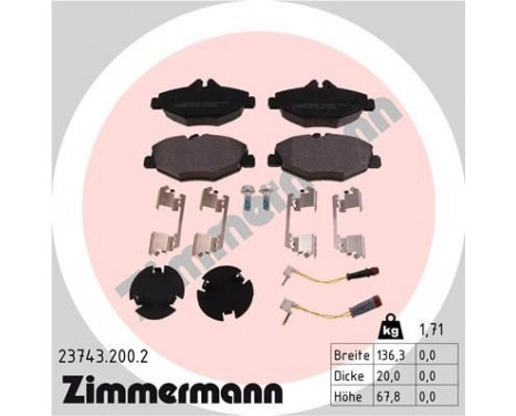Bromsbeläggssats, skivbroms 23743.200.2 Zimmermann
