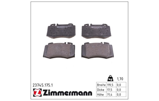Bromsbeläggssats, skivbroms 23745.175.1 Zimmermann, bild 2