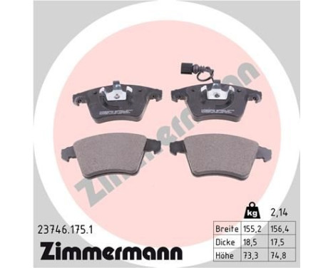 Bromsbeläggssats, skivbroms 23746.175.1 Zimmermann