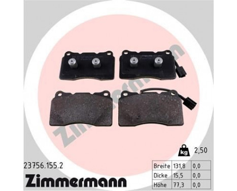Bromsbeläggssats, skivbroms 23756.155.2 Zimmermann, bild 2
