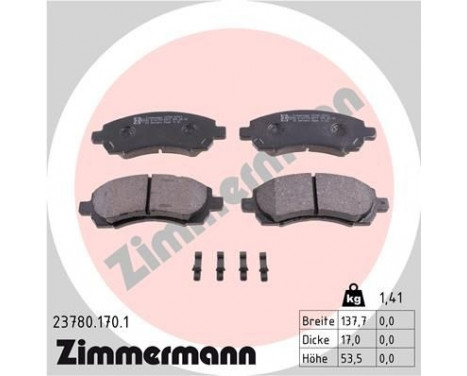 Bromsbeläggssats, skivbroms 23780.170.1 Zimmermann