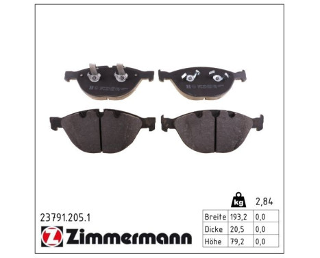Bromsbeläggssats, skivbroms 23791.205.1 Zimmermann, bild 2