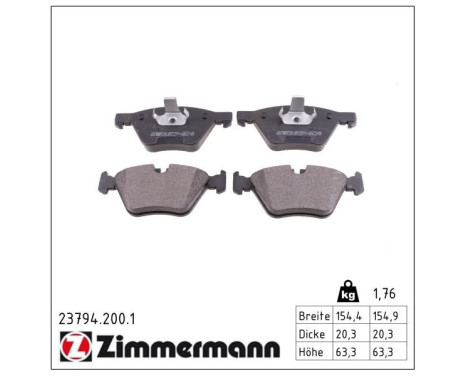 Bromsbeläggssats, skivbroms 23794.200.1 Zimmermann, bild 2