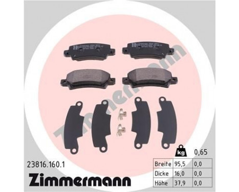 Bromsbeläggssats, skivbroms 23816.160.1 Zimmermann