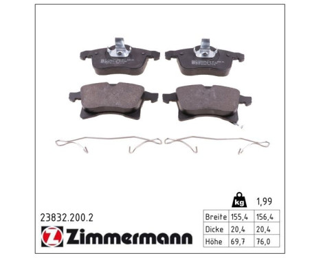 Bromsbeläggssats, skivbroms 23832.200.2 Zimmermann, bild 2