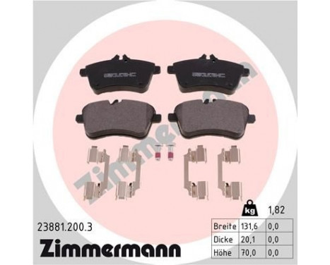 Bromsbeläggssats, skivbroms 23881.200.3 Zimmermann