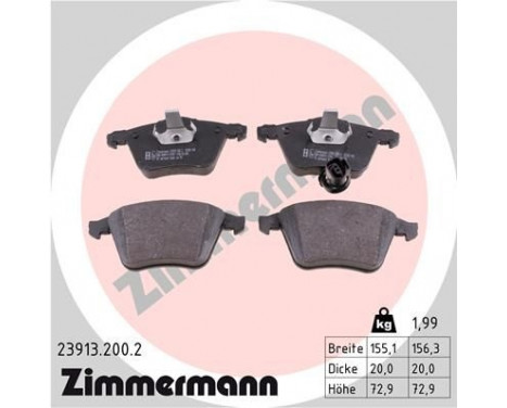 Bromsbeläggssats, skivbroms 23913.200.2 Zimmermann