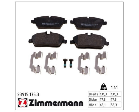 Bromsbeläggssats, skivbroms 23915.175.3 Zimmermann, bild 2