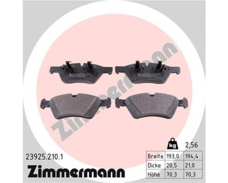 Bromsbeläggssats, skivbroms 23925.210.1 Zimmermann