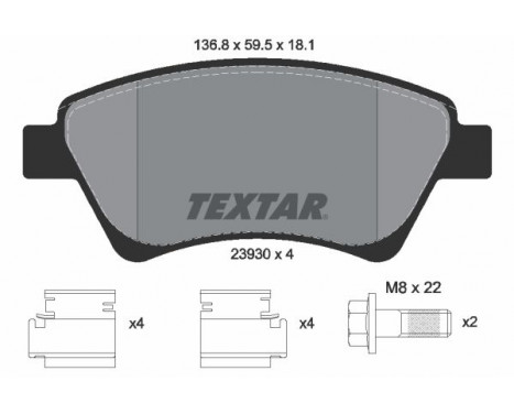 Bromsbeläggssats, skivbroms 2393001 Textar, bild 2