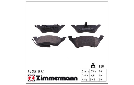 Bromsbeläggssats, skivbroms 24036.165.1 Zimmermann, bild 2
