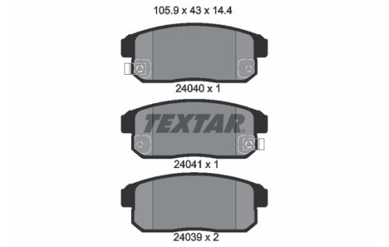 Bromsbeläggssats, skivbroms 2404001 Textar