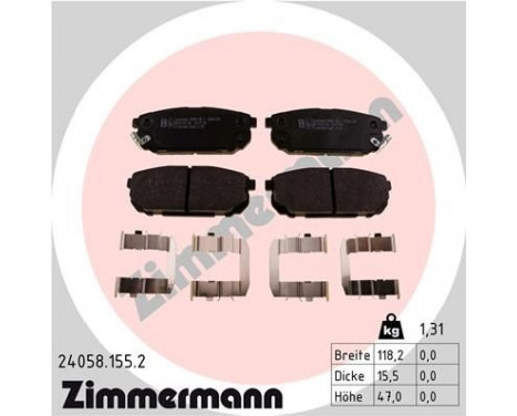 Bromsbeläggssats, skivbroms 24058.155.2 Zimmermann