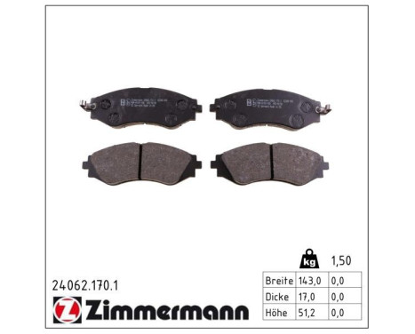 Bromsbeläggssats, skivbroms 24062.170.1 Zimmermann, bild 2