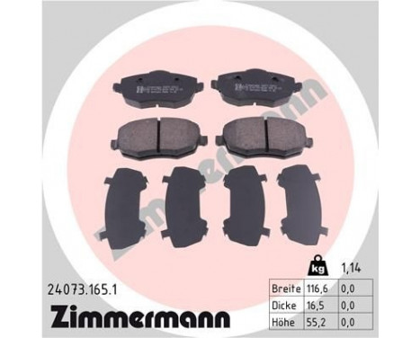 Bromsbeläggssats, skivbroms 24073.165.1 Zimmermann