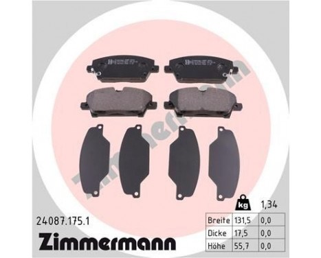 Bromsbeläggssats, skivbroms 24087.175.1 Zimmermann