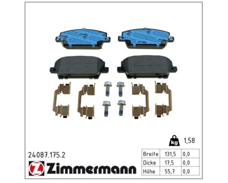 Bromsbeläggssats, skivbroms 24087.175.2 Zimmermann, bild 2
