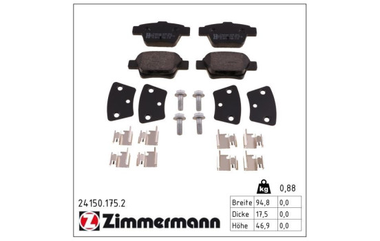 Bromsbeläggssats, skivbroms 24150.175.2 Zimmermann, bild 2
