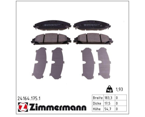 Bromsbeläggssats, skivbroms 24164.175.1 Zimmermann, bild 2