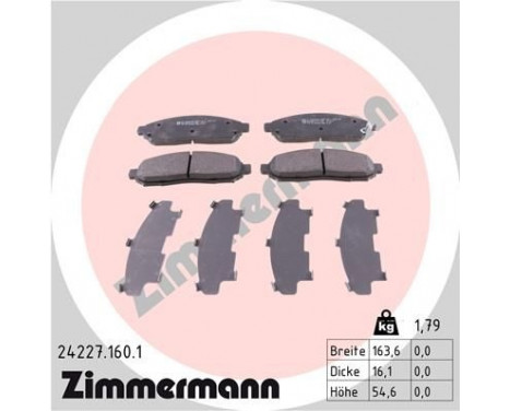 Bromsbeläggssats, skivbroms 24227.160.1 Zimmermann