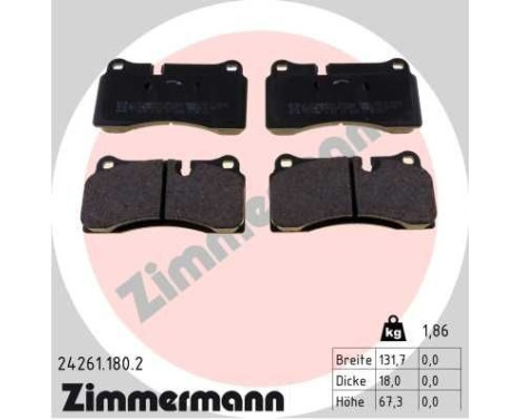 Bromsbeläggssats, skivbroms 24261.180.2 Zimmermann