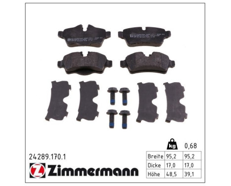 Bromsbeläggssats, skivbroms 24289.170.1 Zimmermann, bild 2