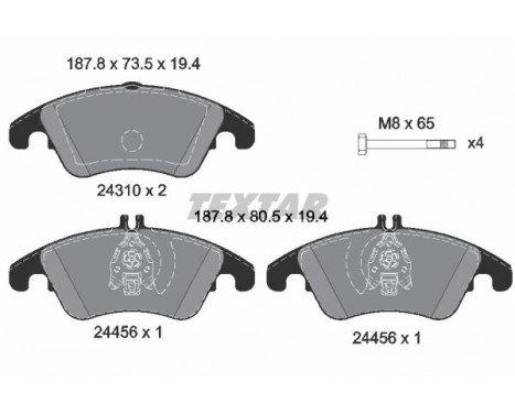 Bromsbeläggssats, skivbroms 2431001 Textar, bild 2