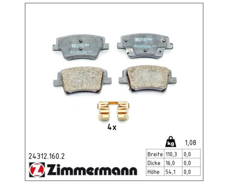 Bromsbeläggssats, skivbroms 24312.160.2 Zimmermann