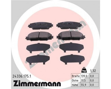 Bromsbeläggssats, skivbroms 24336.175.1 Zimmermann