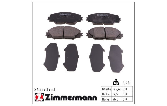 Bromsbeläggssats, skivbroms 24337.175.1 Zimmermann, bild 2